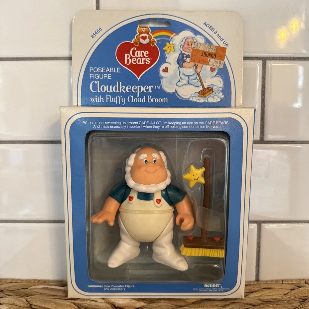Care Bears Cloudkeeper Figure‎ w/ Fluffy Cloud Broom Kenner #61460 1984 NEW!